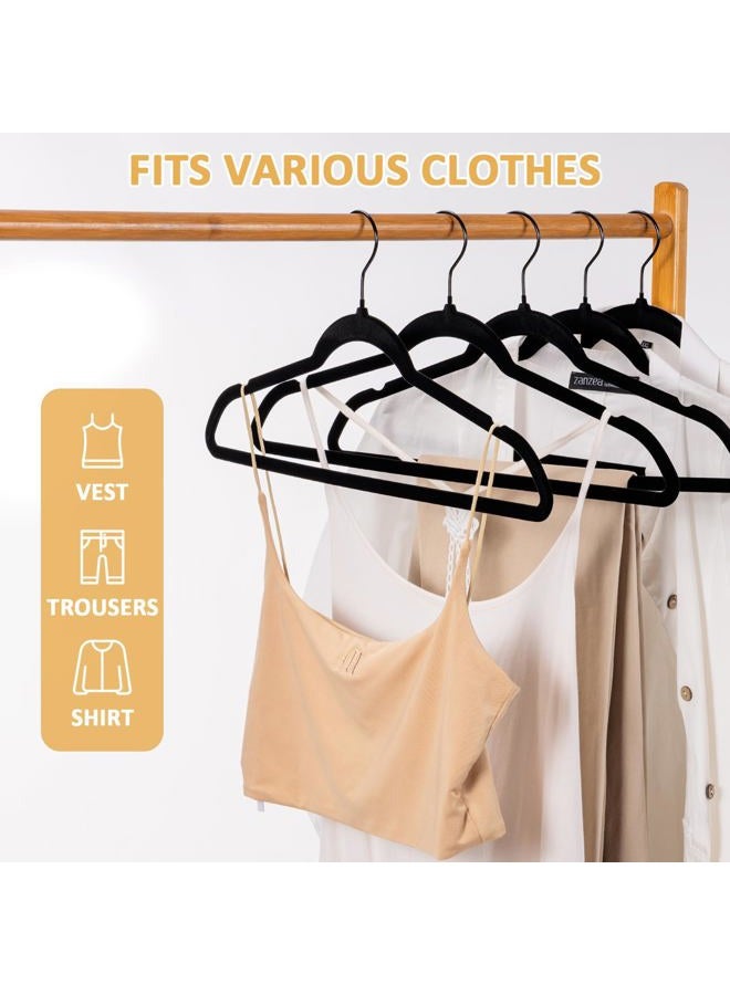 LMTrystFit Black Velvet Hangers 30 Pack Heavy Duty - Non Slip Clothes Hangers for Suit/Coat, Slim Space Saving Hangers for Closet Organization - Premium Felt Hanger with 360° Swivel Black Hook - Image 4