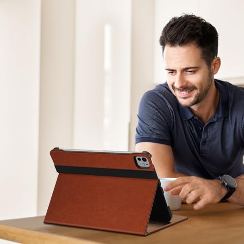 Fintie Folio Case for iPad Pro 11-inch (M5) 2025 / (M4) 2024 - Multiple Angles Viewing Stand Protective Cover with Pencil Holder & Pocket, Auto Wake/Sleep, Brown - Image 2