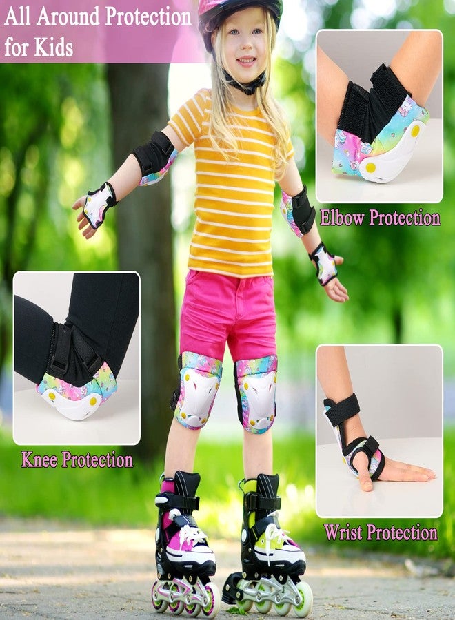 FIODAY Knee Pads for Kids Toddler Knee Pads and Elbow Pads Wrist Guards with Drawstring Bag Adjustable Protective Gear Set for Girls Boys Skating Cycling Skateboard Scooter,3-8 Years,Rainbow - Image 2