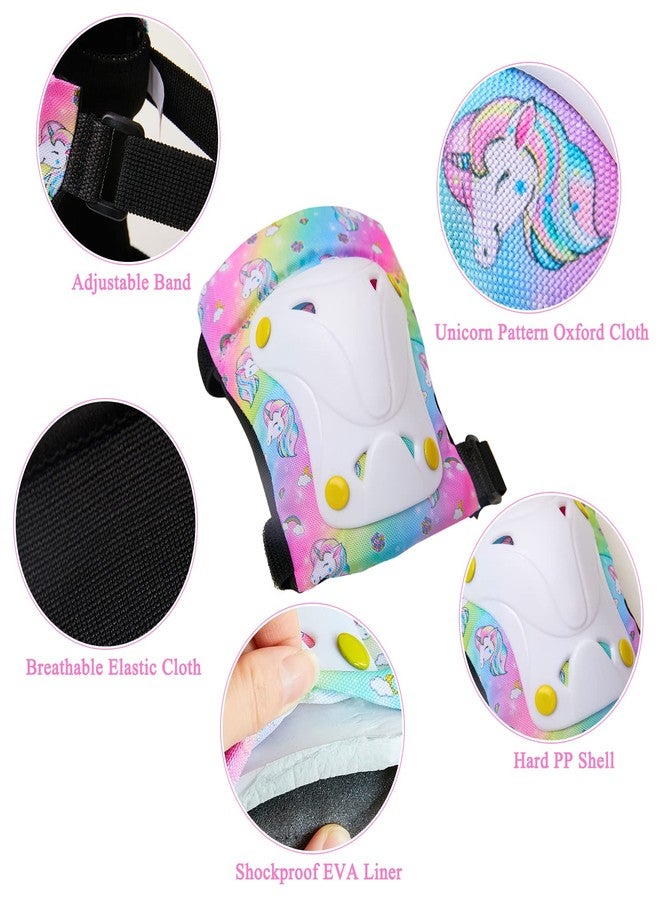 FIODAY Knee Pads for Kids Toddler Knee Pads and Elbow Pads Wrist Guards with Drawstring Bag Adjustable Protective Gear Set for Girls Boys Skating Cycling Skateboard Scooter,3-8 Years,Rainbow - Image 3