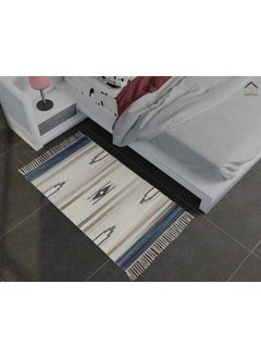 H2H H2H House2home Cotton Dhurrie Colorful Design Soft Rug for Kids Play Room and Yoga (Sky, Navy Blue, 2x4 Feet/60cm X 120cm)  - Image 1