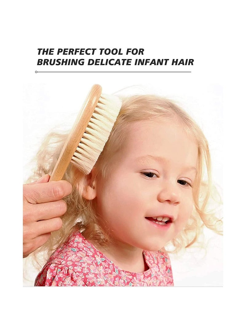 SYOSI Baby Hair Brush, 2 Pcs Baby Hair Brush with Wooden Handle, Natural Soft Goat Bristles Cradle Cap Brush for Newborns  Toddlers - Image 5