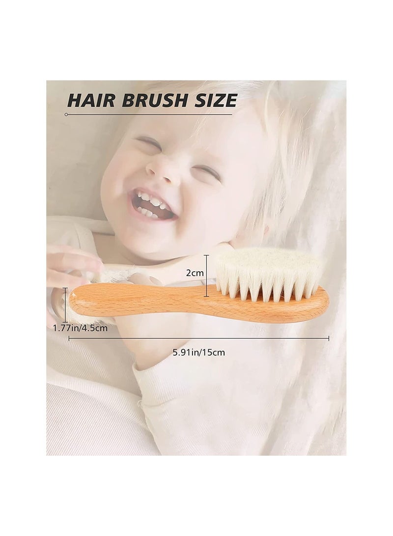 SYOSI Baby Hair Brush, 2 Pcs Baby Hair Brush with Wooden Handle, Natural Soft Goat Bristles Cradle Cap Brush for Newborns  Toddlers - Image 3