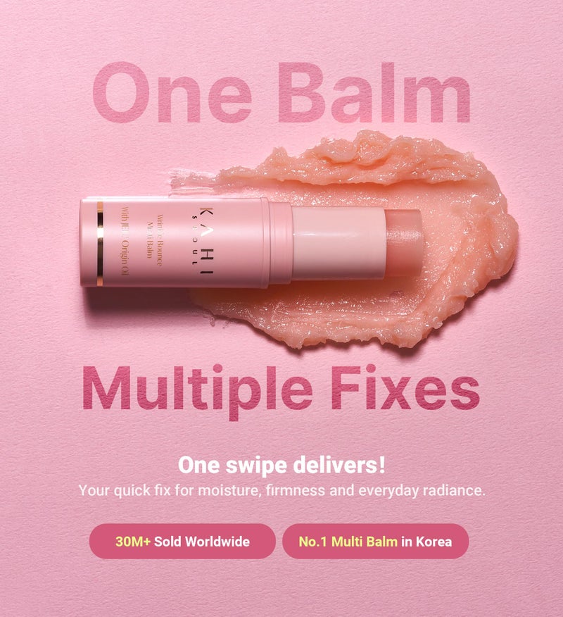 KAHI Wrinkle Bounce Multi Balm - DUO EDITION | All-in-One Hydrating Balm Eye Cream Make Up Base & Moisture Stick | Daily Moisturizer Stick with Salmon-derived sodium DNA (0.32 oz - Pack of 2) - Image 2