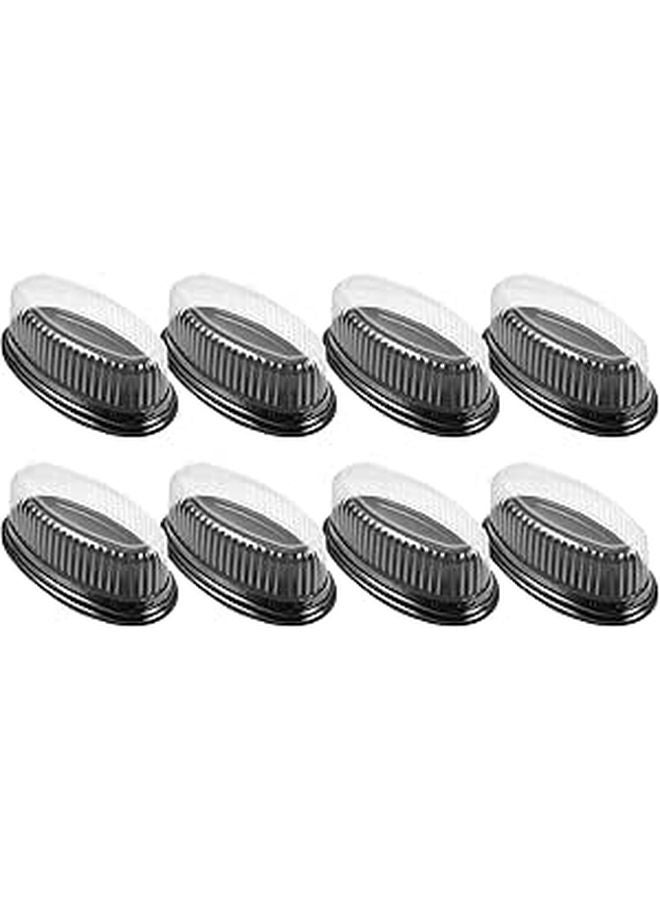 10pcs Disposable Oval Cake Boxes with Plastic Tray Black Base Pastry Containers - Image 1