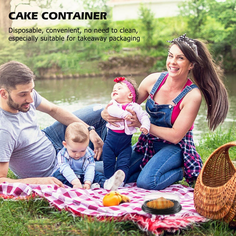 10pcs Disposable Oval Cake Boxes with Plastic Tray Black Base Pastry Containers - Image 5