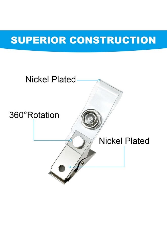 DE 100Pcs Metal Badge Clips With Clear Pcv Strapsid Strap Clip Adapter Id Badge Clips - Image 2