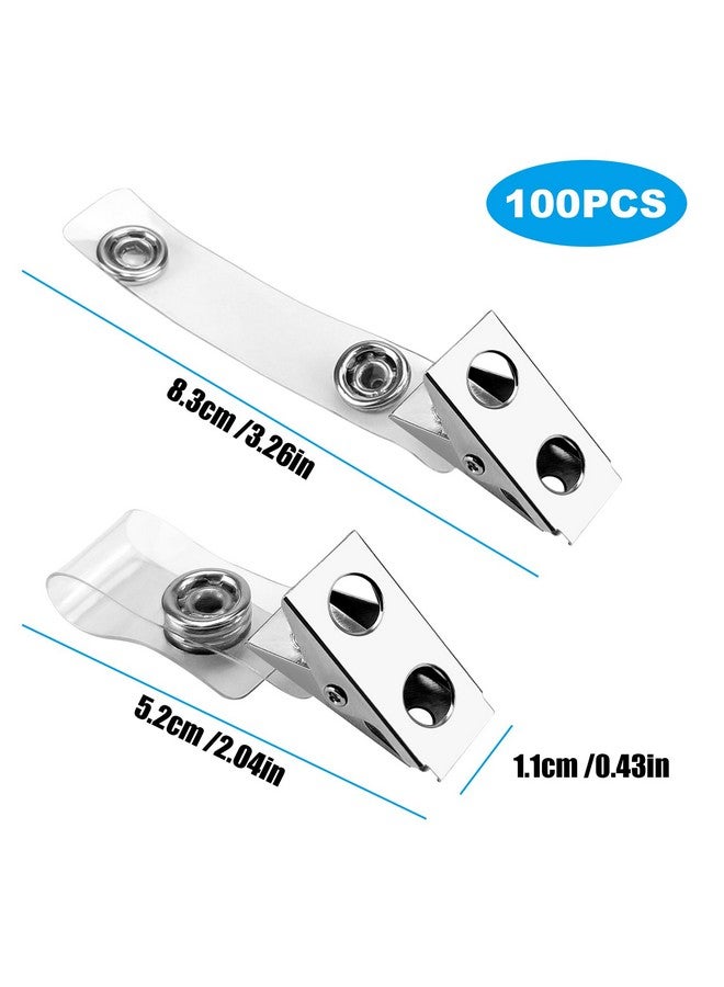 DE 100Pcs Metal Badge Clips With Clear Pcv Strapsid Strap Clip Adapter Id Badge Clips - Image 3