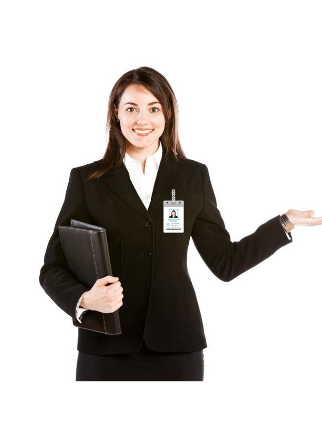 DE 100Pcs Metal Badge Clips With Clear Pcv Strapsid Strap Clip Adapter Id Badge Clips - Image 4