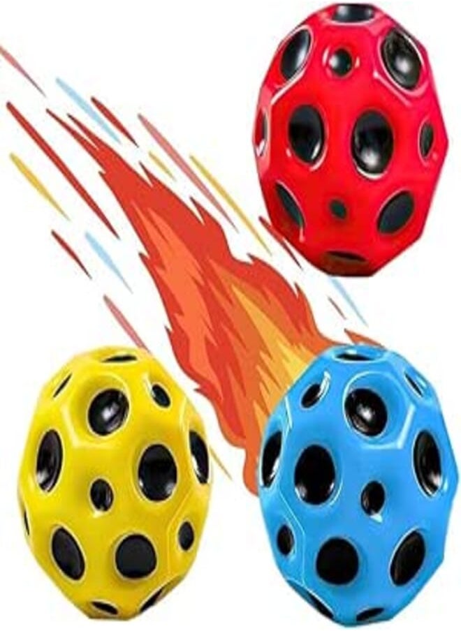 3 Pieces Moon Bouncing Ball, Space Moon Ball, Bouncing Space Ball, Mini Bouncing Ball Toy, Rubber Balls for High Jumps, Jump Ball, Space Ball, Interactive Toy (C) 