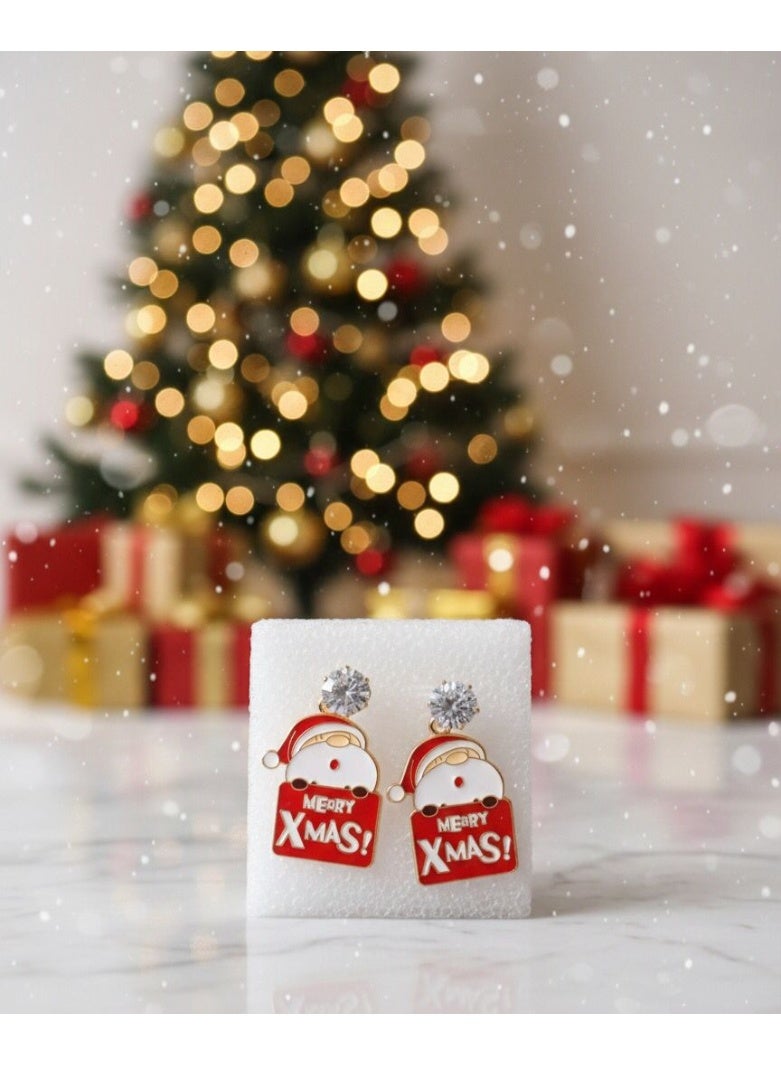 Christmas earrings for women, Santa-shaped drop earring set, perfect Christmas gift