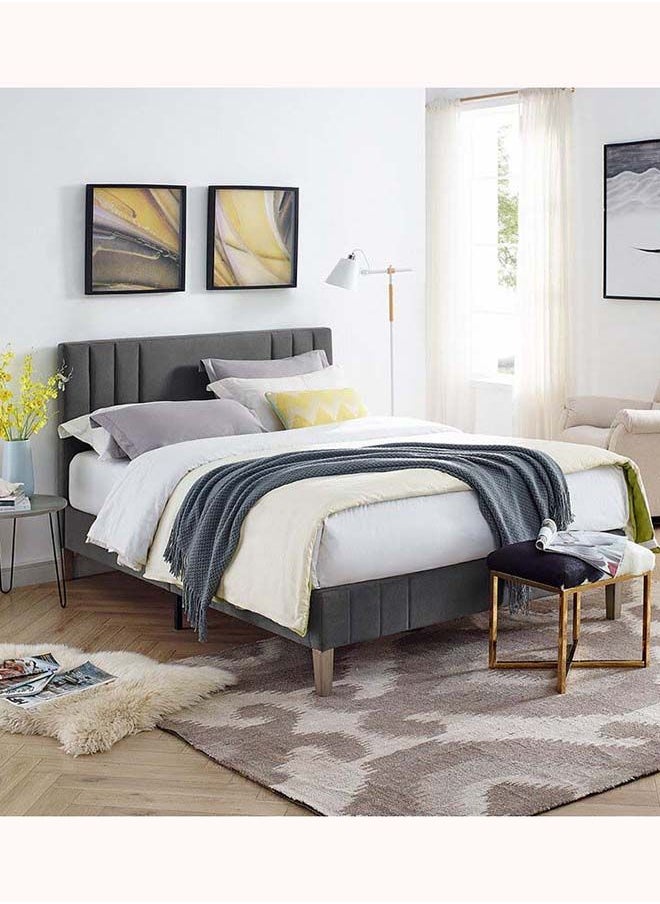 FSH Furniture - Kayden Queen Size Without Mattress Grey 160x200 cm - Image 1