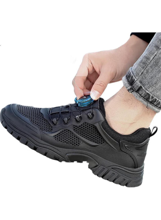 Strongman 3515 Men'S Outdoor Leisure Shoes New Generation Lace-Free Shoes With Quick Rotating Buckle For Sports Running Shoes Daily Hiking And Mountain Training Men'S Shoes Jd017 Black Size 42 - Image 1