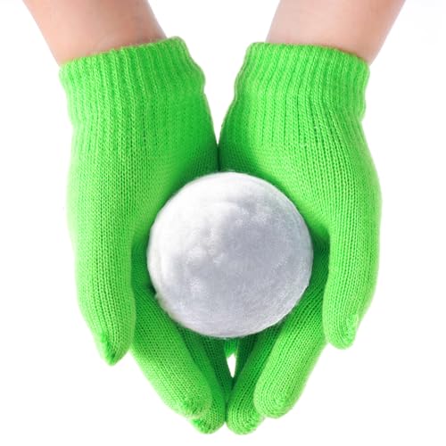 jiebor 12 Pairs Kids Warm Winter Knit Gloves for Boys Girls Children Kids Green - Image 5
