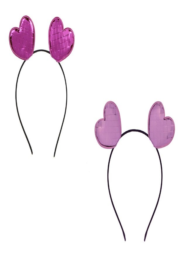 STRIPES® essentials 2 Piece Headband For Girls/Baby Girls Head Band | Girls Heart shape Hair band violet & Pink | combo - Image 1