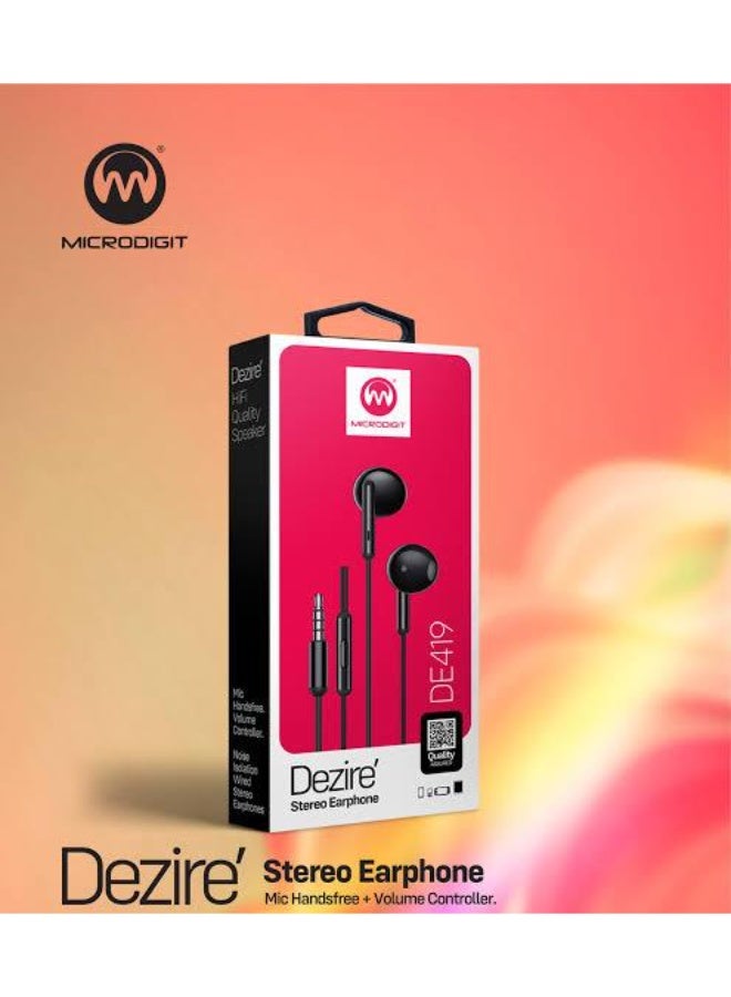 Micro Digit MICRODIGIT Dezire DE419 Wired Earphones with Mic – 3.5mm Stereo Handsfree - Image 2