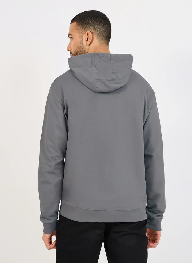 Styli Rose Embroidery Detail Relaxed Fit Hoodie