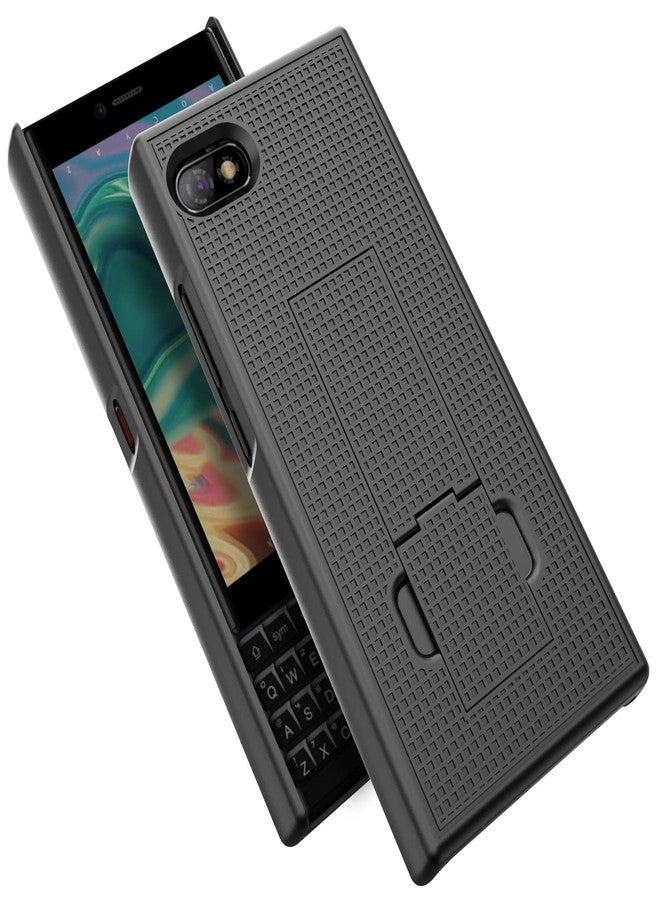نيكيد سيل فون جراب بمشبك لهاتف Unihertz Titan Slim، غطاء صلب من Nakedcellphone مع مسند وحامل حزام/جراب خصر [دوار/بسقاطة] - أسود - Image 5