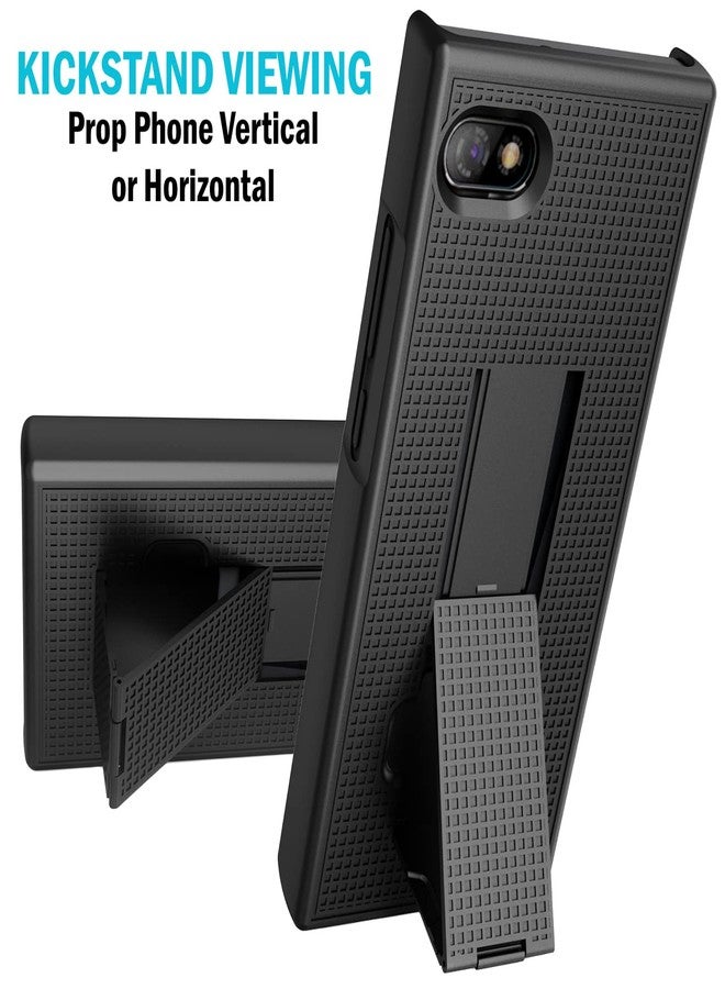 نيكيد سيل فون جراب بمشبك لهاتف Unihertz Titan Slim، غطاء صلب من Nakedcellphone مع مسند وحامل حزام/جراب خصر [دوار/بسقاطة] - أسود - Image 3