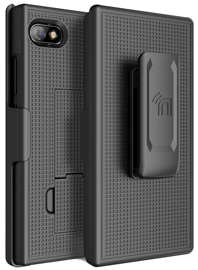 نيكيد سيل فون جراب بمشبك لهاتف Unihertz Titan Slim، غطاء صلب من Nakedcellphone مع مسند وحامل حزام/جراب خصر [دوار/بسقاطة] - أسود - Image 1