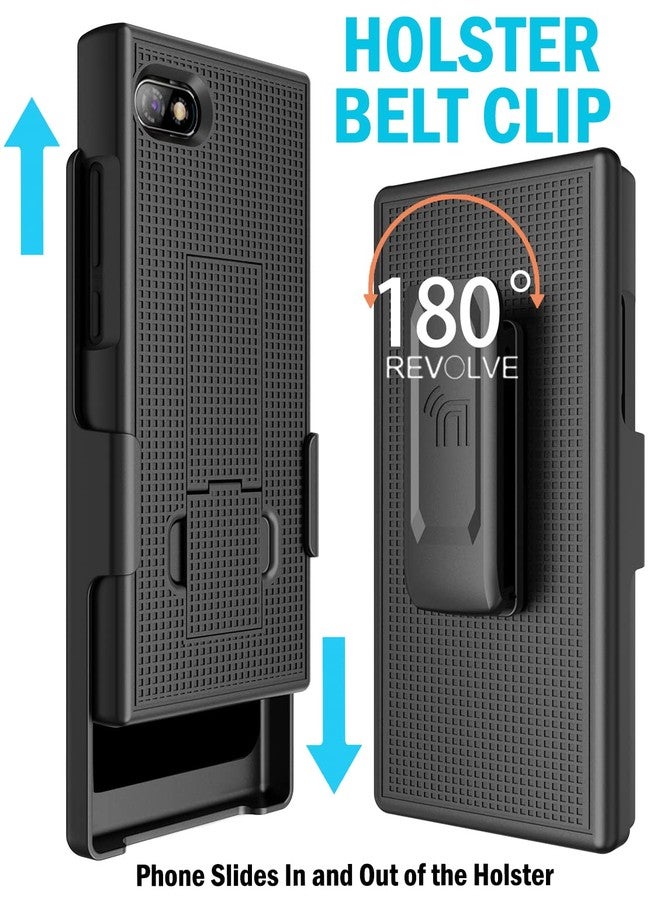 نيكيد سيل فون جراب بمشبك لهاتف Unihertz Titan Slim، غطاء صلب من Nakedcellphone مع مسند وحامل حزام/جراب خصر [دوار/بسقاطة] - أسود - Image 2