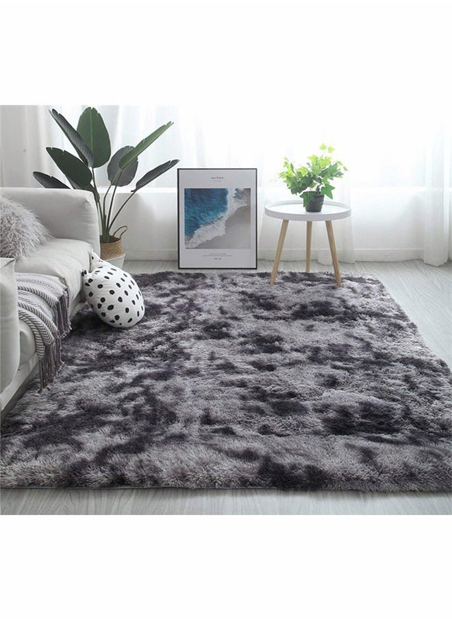 Optico - Super Soft Fluffy Area Rug Anti-Slip Plush Rug High Pile Tie Dye Rug for Living Room Bedroom Kids Room-Tie Dye Dark Grey - Image 1