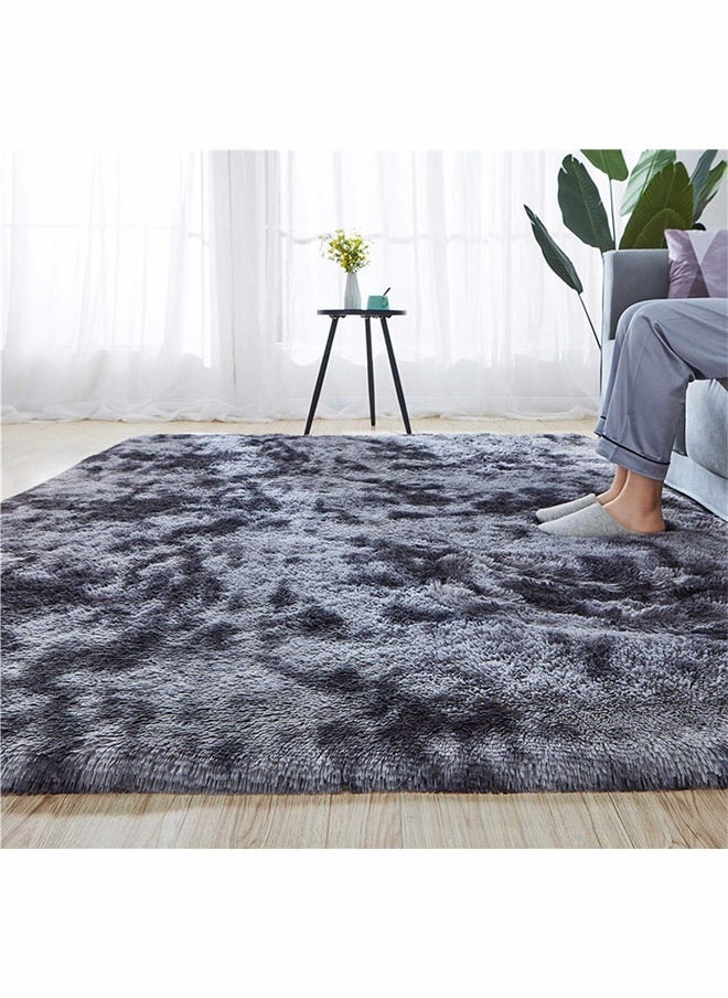 Optico - Super Soft Fluffy Area Rug Anti-Slip Plush Rug High Pile Tie Dye Rug for Living Room Bedroom Kids Room-Tie Dye Dark Grey - Image 1
