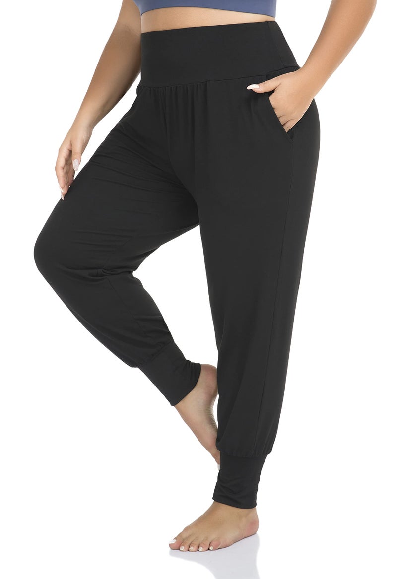 ZERDOCEAN Women's Plus Size Casual Yoga Joggers Comfy Workout Lounge Pants Black 5X - Image 1