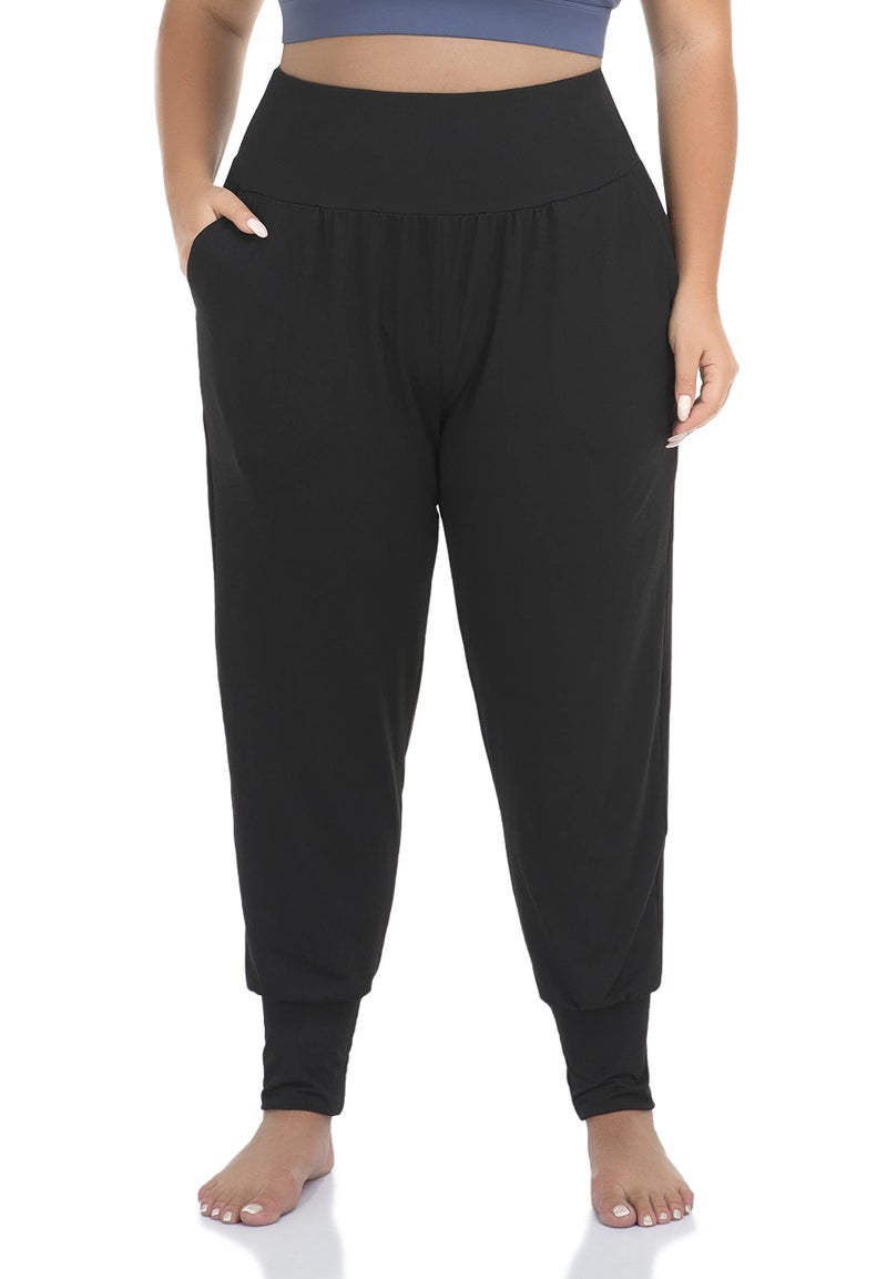 ZERDOCEAN Women's Plus Size Casual Yoga Joggers Comfy Workout Lounge Pants Black 5X - Image 3