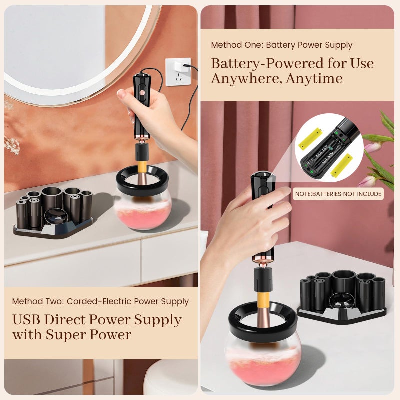 RICRIS Electric Makeup Brush Cleaner and Dryer Machine - Super Fast Clean and Dry Make Up Brushes - Automatic Cosmetic Brush Spinner Washer Tools - Image 5