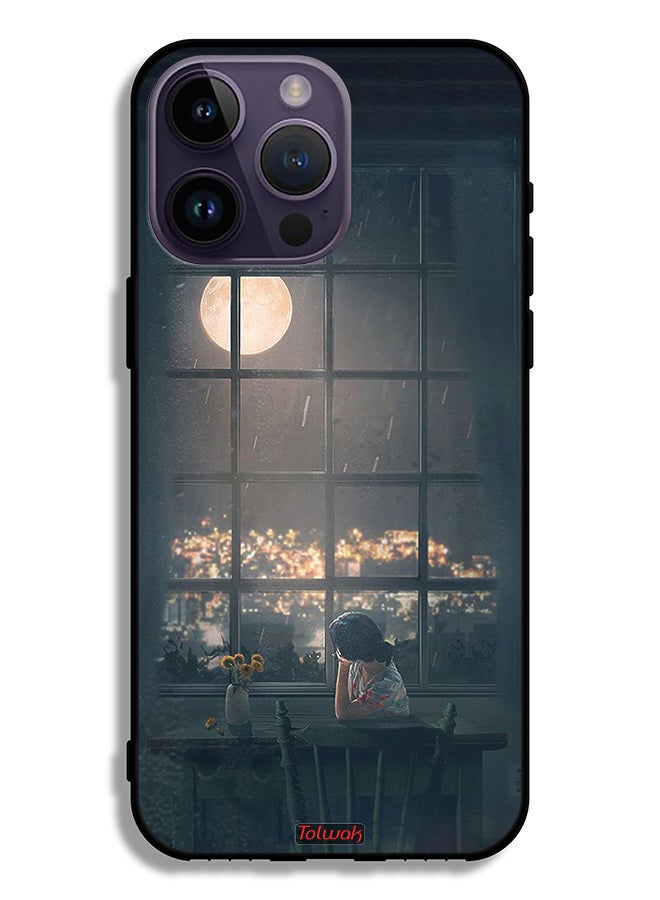 Tolwak Apple iPhone 14 Pro Max Protective Case Looking At Moon Art - Image 2