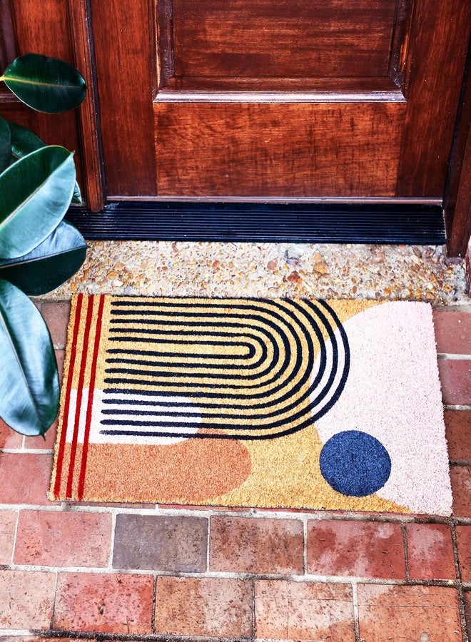 Main + Mesa Geometric Coir Doormat with Non-Slip PVC Backing, Curved Geo - Image 4