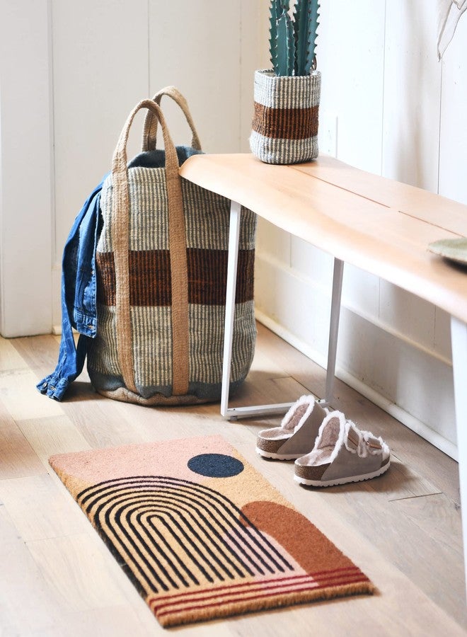 Main + Mesa Geometric Coir Doormat with Non-Slip PVC Backing, Curved Geo - Image 3