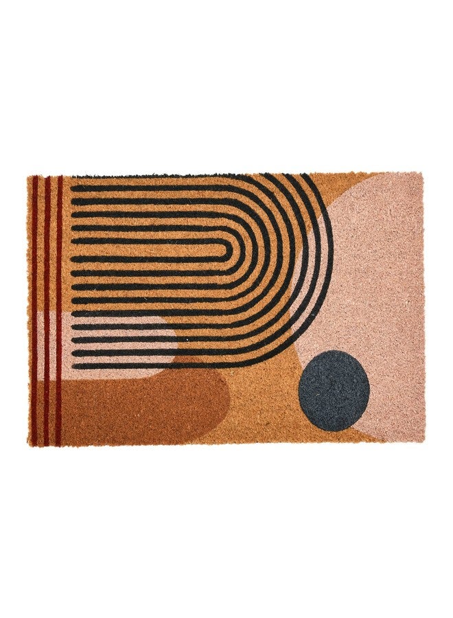 Main + Mesa Geometric Coir Doormat with Non-Slip PVC Backing, Curved Geo - Image 1
