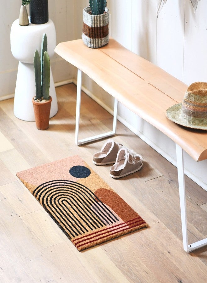 Main + Mesa Geometric Coir Doormat with Non-Slip PVC Backing, Curved Geo - Image 2