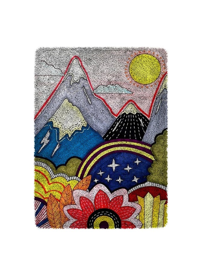 Loquat DIY Latch Hook Kits Rug Embroidery Carpet Set with Crochet Needlework Crafts Shaggy Latch Kits for Adults/Kids Home Decoration Crochet Pattern  - Image 1