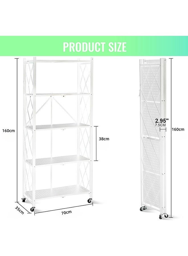 Beauenty 5-Tire Scratch-Resistant Storage Rack white  70*35*160cm - Image 2