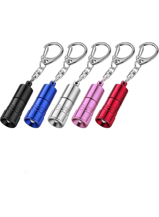 Excefore 5 Pieces Mini Led Flashlight Keychain Portable Bright Flashlight Keychain Ring Light Torch with Hook for Camping Battery Included - Image 1