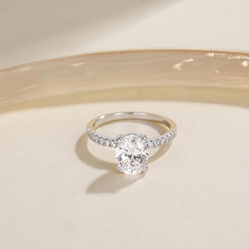 EAMTI 3CT 925 Sterling Silver Engagement Rings Oval Cut Cubic Zirconia CZ Wedding Promise Rings for Her Stunning Wedding Bands for Women Size 6 - Image 2