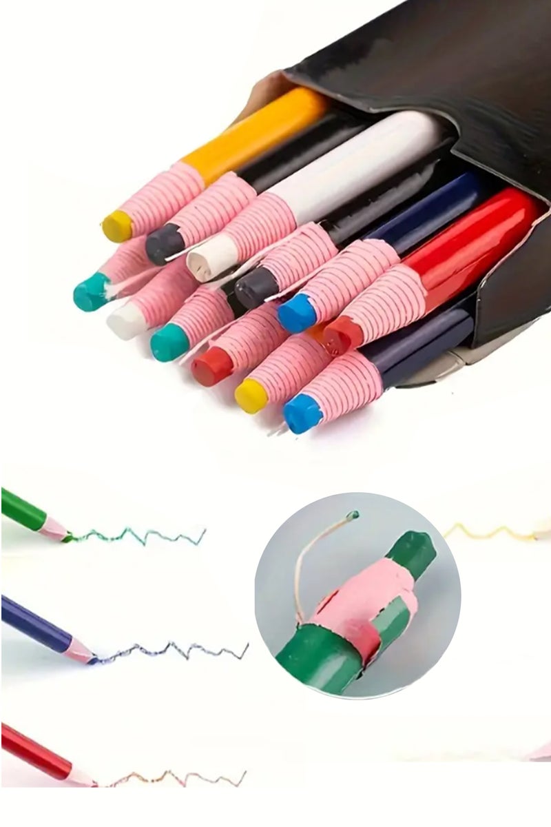 Tailor Chalk Pencil Set - 5 Assorted Colors (Blue, White, Green, Yellow, Red) - Fabric Marking Pencils for Sewing, Dressmaking, Quilting & Crafting - Image 1