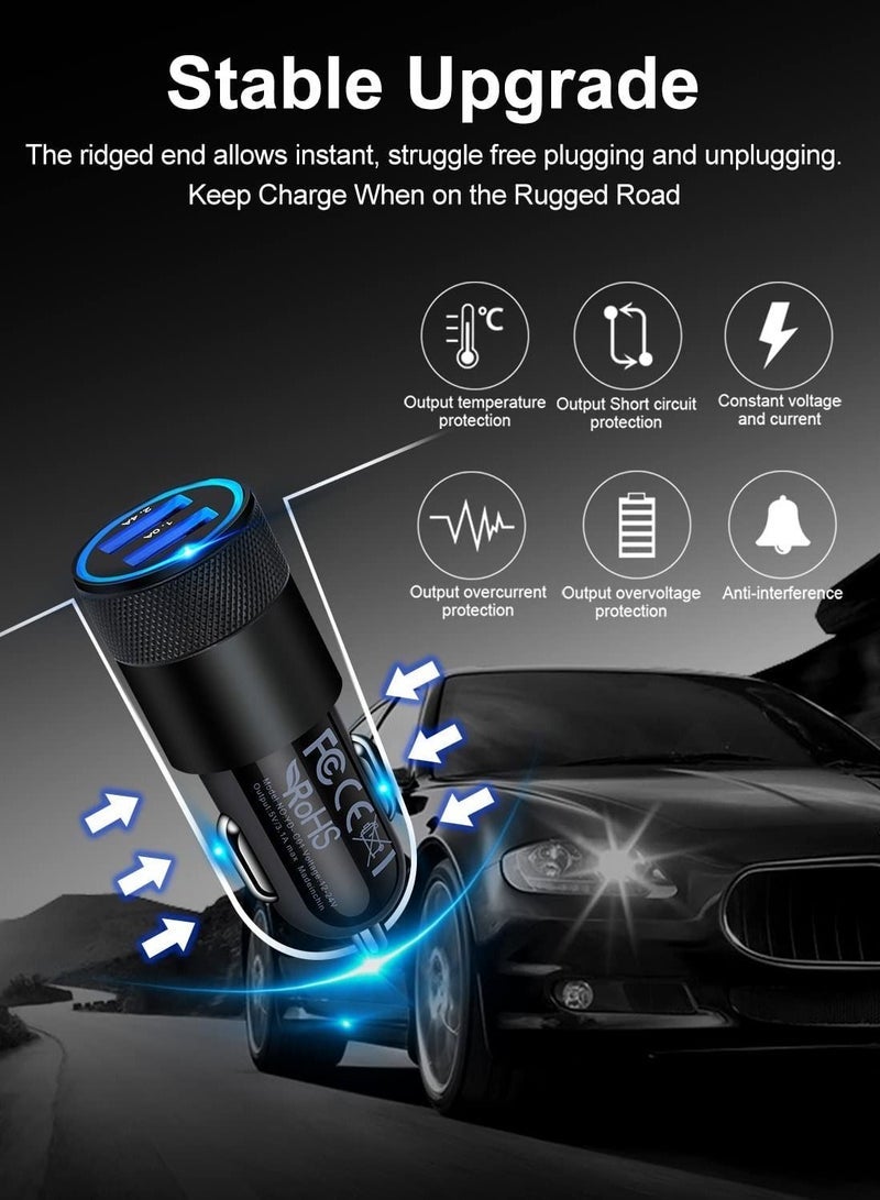Car Charger Adapter, AILKIN USB Multi Port Cigarette Lighter Fast Charging Power Block Plug for iPhone 14 13 Pro Max XR, Samsung Galaxy S21 Ultra S8, LG, Moto, 3.4A Dual Cargador Carr