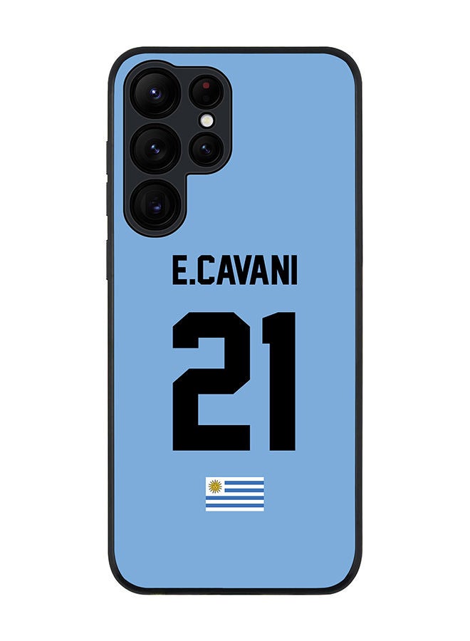 Stylizedd Rugged Black edge case for Samsung Galaxy S22 Ultra 5G Slim fit Soft Case Flexible Rubber Edges Anti Drop TPU Gel Thin Cover - Football Team - Uruguay Player Name - E.Cavani - Image 1