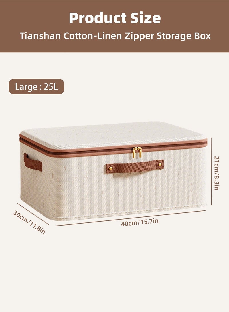 2 Pcs Large Storage Boxes with Lids (25L), Foldable Closet Organizers with Handles, Washable Fabric Storage Bins with Zippers, Wardrobe Organizer for Clothes & Daily Wear, Reusable & Space-Saving Storage Boxes - Image 5