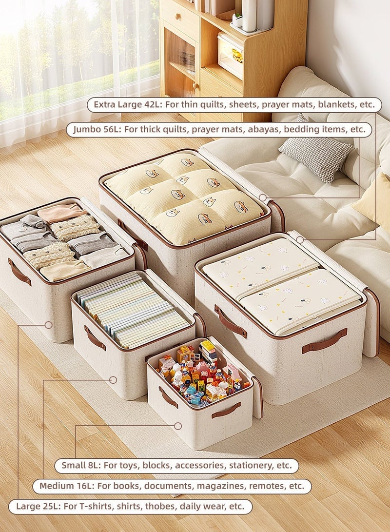 2 قطع صناديق تخزين كبيرة لتنظيم الملابس مع أغطية، صناديق تخزين قابلة للطي مع مقابض، صناديق تخزين قابلة للغسل من القماش مع سحابات، منظم خزانة ملابس لمنظمة الملابس والملابس اليومية، سلة تخزين قابلة لإعادة الاستخدام وموفرة للمساحة - Image 4