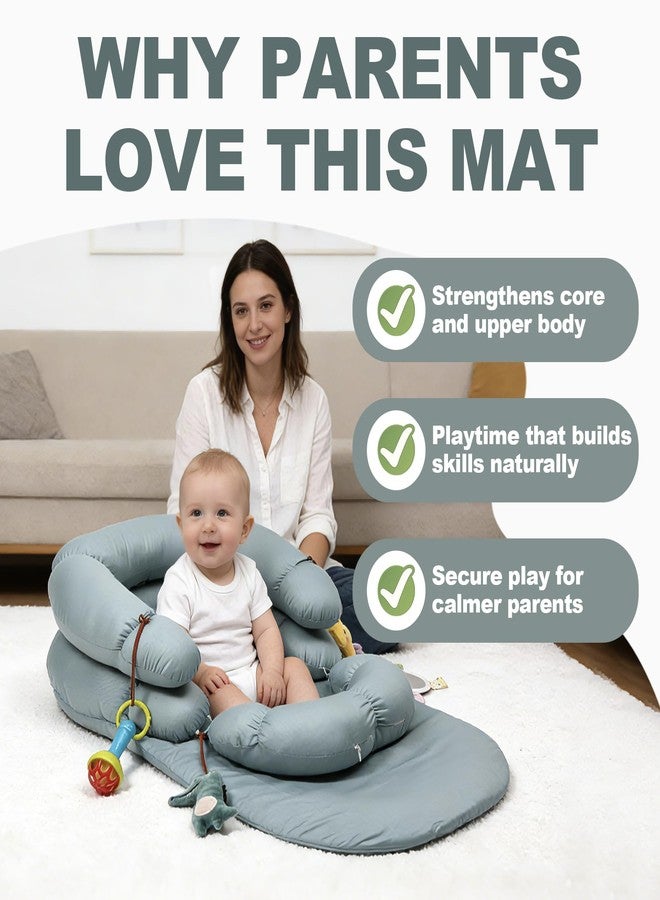 Meindoovm 2-in-1 Tummy Time Mat & Seated Support Cushion for Newborns and Older Babies - Baby Tummy Time Support Cushion with Detachable Cushion and Toys (Lakeblue） - Image 2