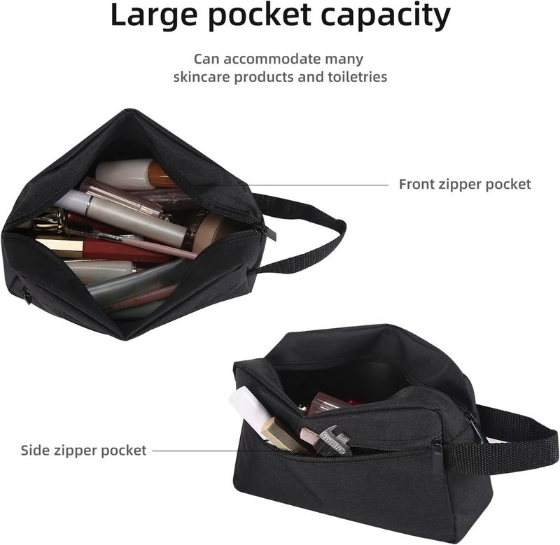 حقيبة إيكرامسي للسفر ( Travel Toiletry Bag)، حقيبة لوازم النظافة للنساء والرجال، مزودة بحامل، لوازم تجميل، إكسسوارات سفر للنساء والرجال، لون أسود - Image 4