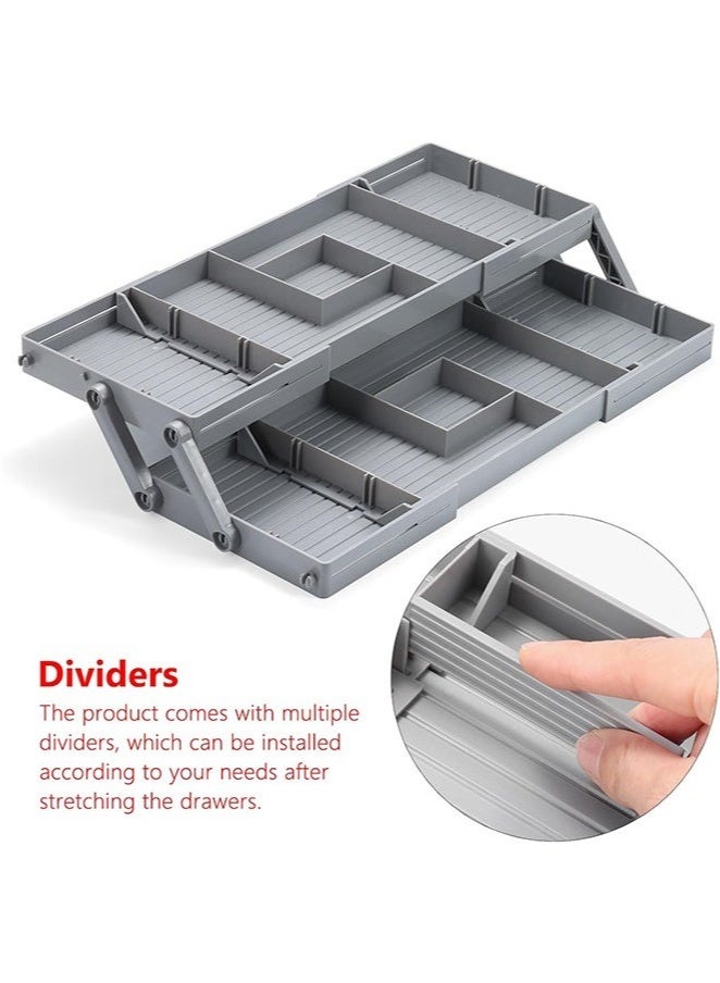 Arabest Shallow Drawer Storage Organizer, Bathroom Drawer Organizer Trays for Makeup Jewelry, Expandable Junk Storage Organizers Tray for Kitchen Office Supplies (Grey, 2 Tier- Upgraded) - Image 5