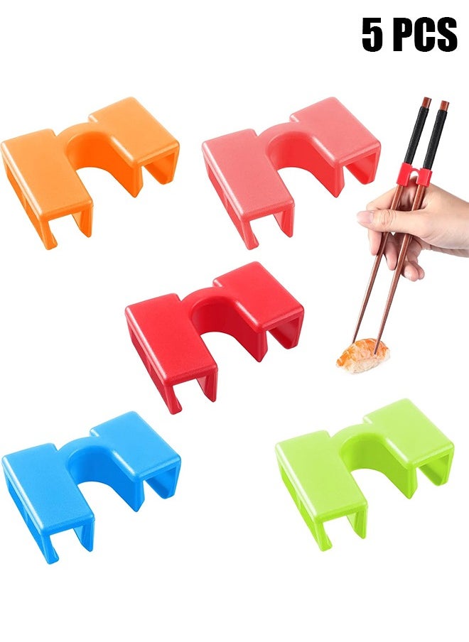 HY - 5 Pcs Chopstick Helper Reusable Chopsticks Helpers Training Chopstick Hinges Connector Training Chopstick for Adults Beginner Trainers or Learner (Multicolor) - Image 1
