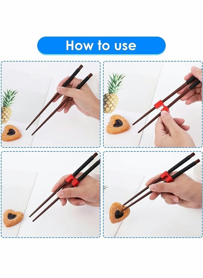 HY - 5 Pcs Chopstick Helper Reusable Chopsticks Helpers Training Chopstick Hinges Connector Training Chopstick for Adults Beginner Trainers or Learner (Multicolor) - Image 1