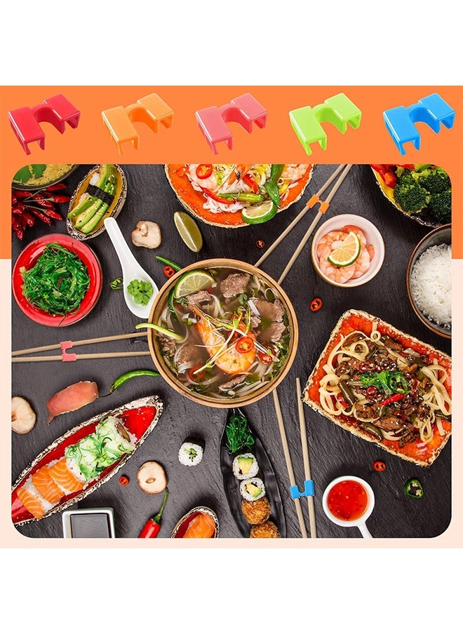 HY - 5 Pcs Chopstick Helper Reusable Chopsticks Helpers Training Chopstick Hinges Connector Training Chopstick for Adults Beginner Trainers or Learner (Multicolor) - Image 1